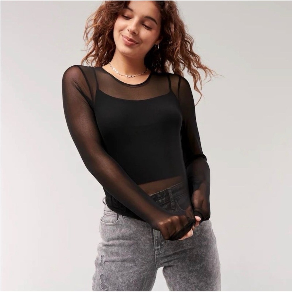 Hollister Blk Mesh Long Sleeve Top Sheer Fairy Festival Coquette Rave Indie
Y2K
